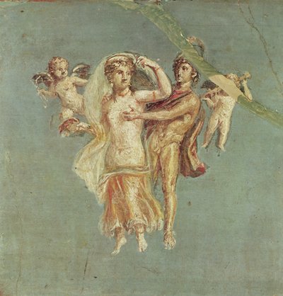 Mars et Vénus avec des chérubins sur un fond bleu, d