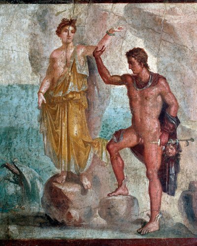 Persée tenant la tête de Méduse, libérant Andromède - fresque - Roman