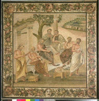 Platon conversant avec ses élèves, de la maison de T. Siminius. Pompéi (mosaïque) - Roman