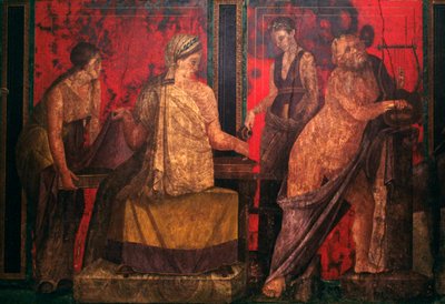 Prêtresse et un silène jouant de la lyre, scène de l