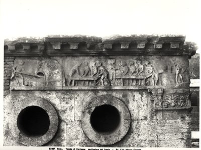 Relief de la frise représentant le processus de fabrication du pain, c.30 av. J.-C. (détail) - Roman