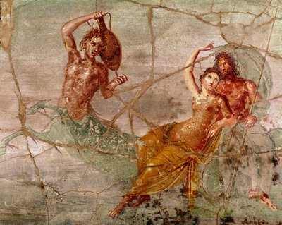 Art romain : Neptune, Poséidon et Amphitrite Fresque romaine de Pompéi, Italie - Roman