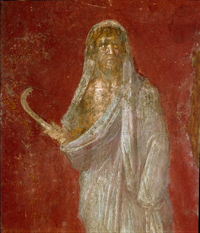 Art romain : représentation de Cronos (Saturne). Détail. Fresque de la Casa dei Dioscuri à Pompéi. - Roman