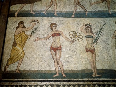 Art romain : jeunes Romains pratiquant des exercices physiques (détail) - Roman