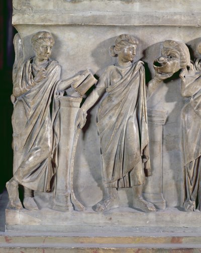 Sarcophage des Muses, détail de Clio et Thalie, c.160 apr. J.-C. - Roman