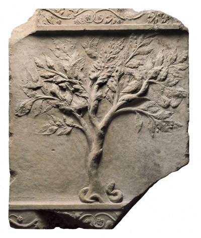 Arbre, oiseau et serpent, relief - Roman