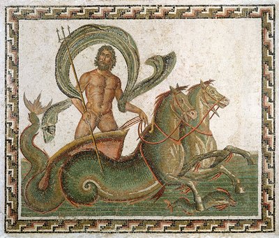 Triomphe de Neptune, pavement de la maison de Wadi Blibane, Sousse (ancienne Hadrumetum) - Roman