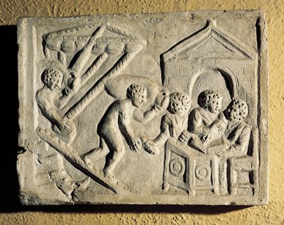 Déchargement de cargaison et contrôles portuaires, bas-relief, civilisation romaine - Roman