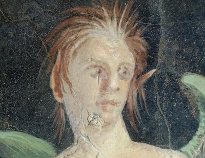 Génie ailé, fragment de fresque de la Villa de Publius Fannius Synistor, Boscoreale, Campanie, Italie, Détail, civilisation romaine - Roman