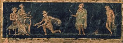Le concours musical entre Apollon et Marsyas - Roman Pompeian wall painting.