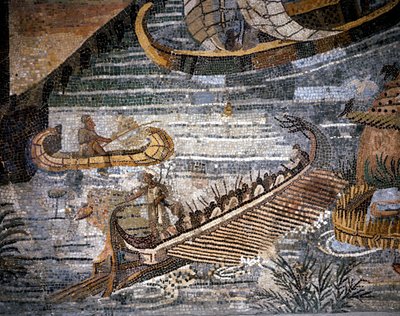 Une birème romaine (sorte de galère à deux rangs) (détail) - Roman Roman
