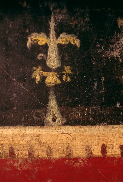Élément décoratif, détail de la fresque du triclinium de la Maison des Vettii, Pompéi (Liste du patrimoine mondial de l