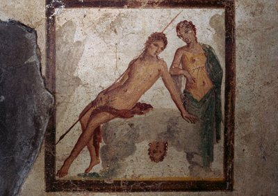 Écho et Narcisse, fresque du cubiculum dans la Maison d