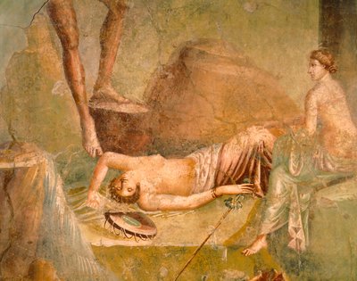 Fresque représentant une Ménade endormie, de la Maison du Cithariste, Pompéi, Campanie, Civilisation romaine - Roman Roman