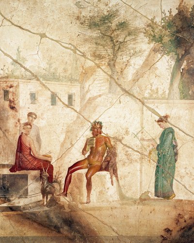 Fresque représentant Pan parmi les nymphes, de Pompéi, Italie - Roman Roman