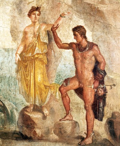 Fresque représentant Persée et Andromède, peinture sur plâtre - Roman Roman