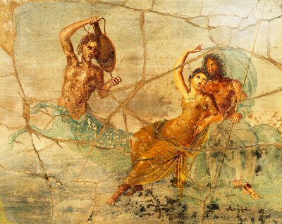 Fresque représentant Poséidon et Amphitrite, de Pompéi, Italie - Roman Roman