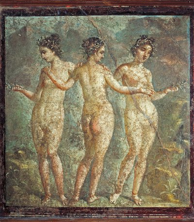 Fresque représentant les Trois Grâces, de Pompéi, Italie - Roman Roman