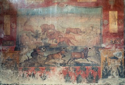 Fresque représentant une scène de chasse, IIe siècle av. J.-C. - Ier siècle apr. J.-C. - Roman Roman