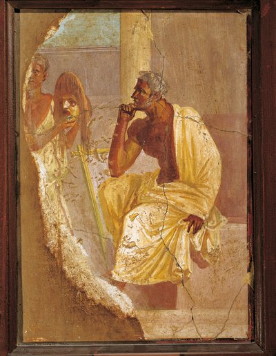 Fresque représentant un acteur et un masque tragique, de Pompéi, Italie - Roman Roman