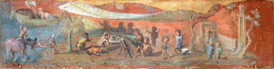 Peinture sur plâtre représentant une scène le long du Nil avec des pygmées, 56x217 cm, de Pompéi (Liste du patrimoine mondial de l