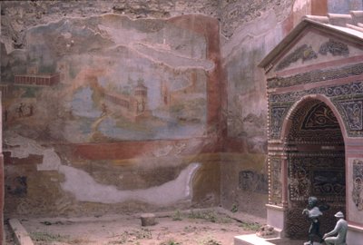 Pompéi, Casa de Diana, fontaine amphitrite et peinture murale, Italie (photo) - Roman Roman