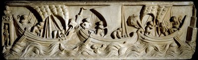Art romain : « scène de navigation ». Bas-relief de la Via Labicana à Rome. Rome, Musée de la civilisation romaine - Roman Roman