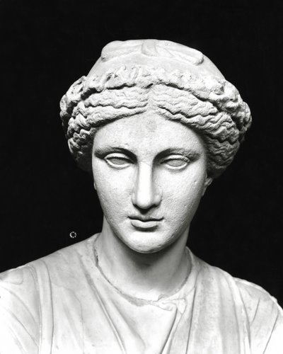 Statue de Clio tenant un parchemin, détail (tête) - Roman Roman