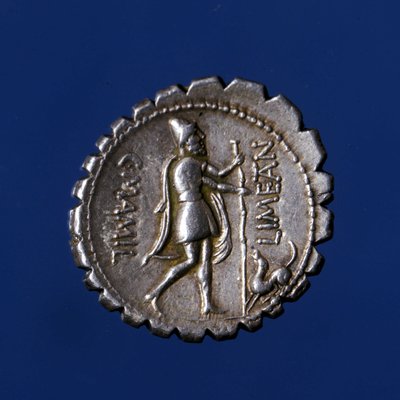 Ulysse reconnu par son chien Argo. Pièce de monnaie romaine en argent, 83 av. J.-C. - Roman Roman