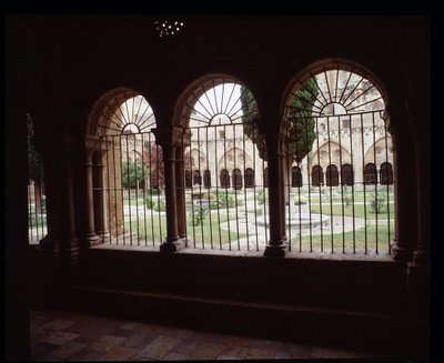 Vue du cloître de la Cathédrale Sainte Thècle à Tarragone - Romanesque