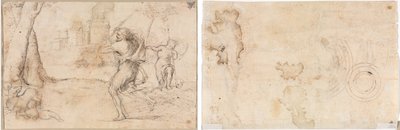 Romulus et Remus trouvés par Faustulus (recto) Cercles concentriques (verso) - Romanino