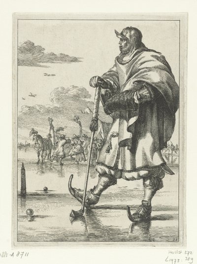 Figures à la mode no 11: Joueur de kolf sur la glace - Romeyn de Hooghe