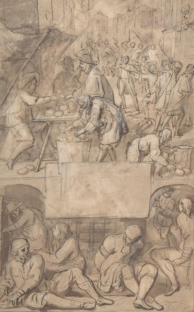 Étude pour une Page de Titre: Allégorie du Commerce et Prison pour Débiteurs - Romeyn de Hooghe.