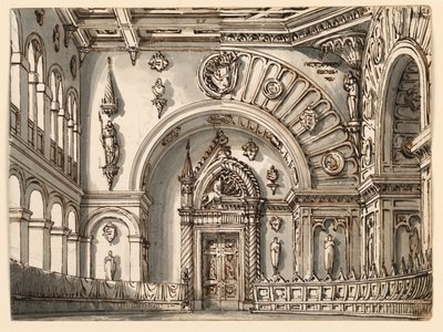 Décor de Scène, Salle du Conseil en Deux Styles Gothiques - Romolo Achille Liverani