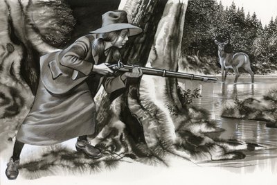 Annie Oakley tirant sur un daim - Ron Embleton