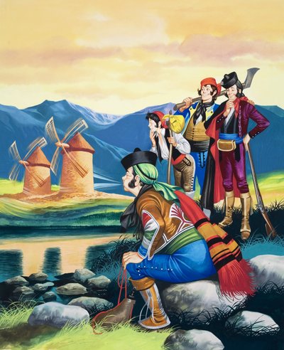 Voiles de moulin à vent, illustration de "Michael and the Mighty Men" (gouache sur papier) - Ron Embleton