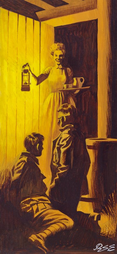 Edith Cavell cachant des soldats alliés (gouache sur papier) - Ron Embleton
