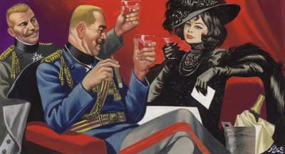 Mata Hari avec des amis du haut commandement allemand (gouache sur papier) - Ron Embleton