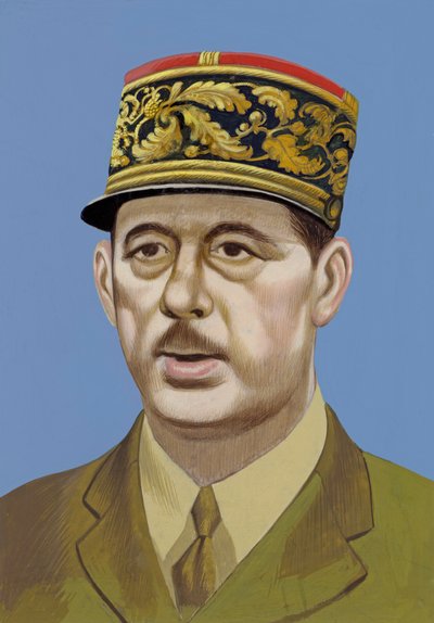 Portrait de Charles De Gaulle (gouache sur papier) - Ron Embleton