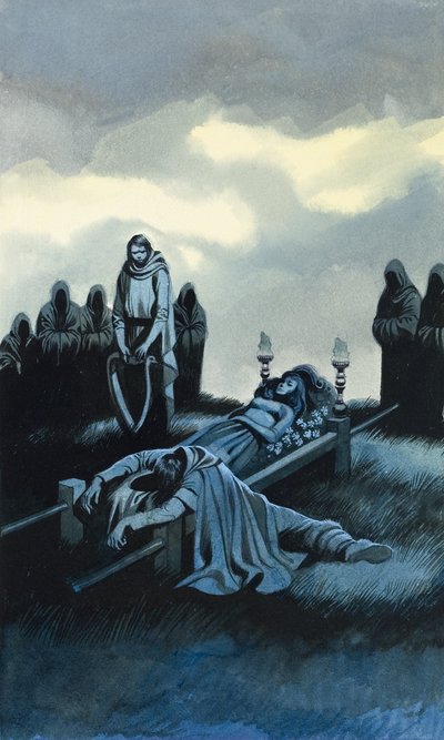 Tannhauser et Elizabeth (gouache sur papier) - Ron Embleton
