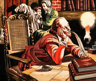 William Shakespeare écrit chez lui - Ron Embleton