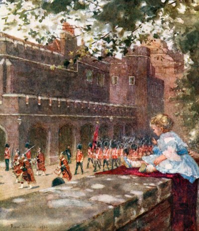 SAR le Prince George de Galles regardant les Scots Guards depuis Marlborough House - Rose Maynard Barton