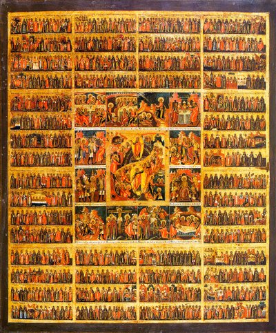 Calendrier annuel avec les scènes de la Passion du Christ, seconde moitié du 19ème siècle - Russian icon.