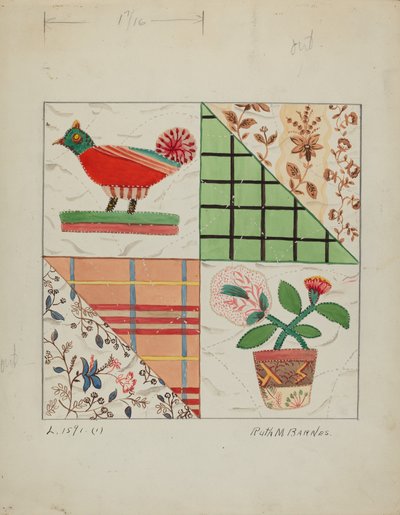 Quilt appliqué, c. 1936 - Ruth M Barnes
