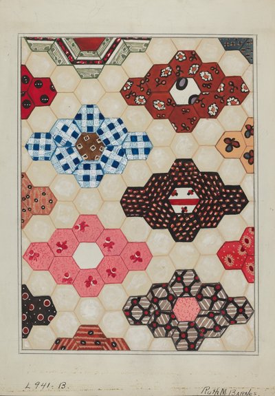 Section de quilt 1, vers 1936 - Ruth M Barnes