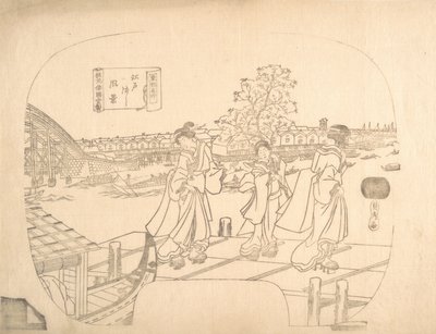 Épreuve de gravure sur bois pour éventail, XIXe siècle - Sadahide Utagawa