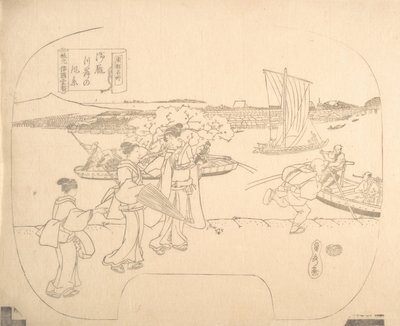 Épreuve de gravure sur bois pour éventail, 19e siècle - Sadahide Utagawa