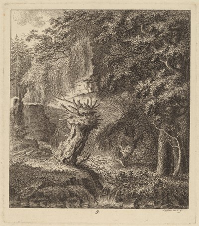 Paysage boisé avec un arbre émondé, 1764 - Salomon Gessner