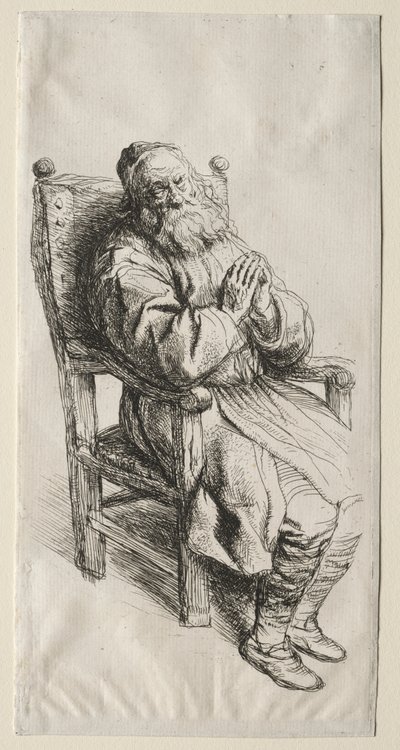 Un vieil homme dans une chaise, priant - Salomon Koninck