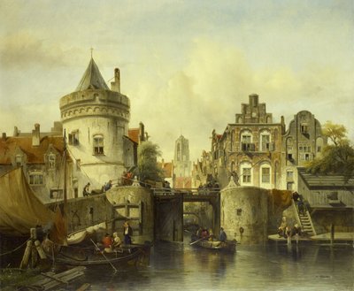 Vue imaginaire basée sur le Kolksluis - Salomon Leonardus Verveer
